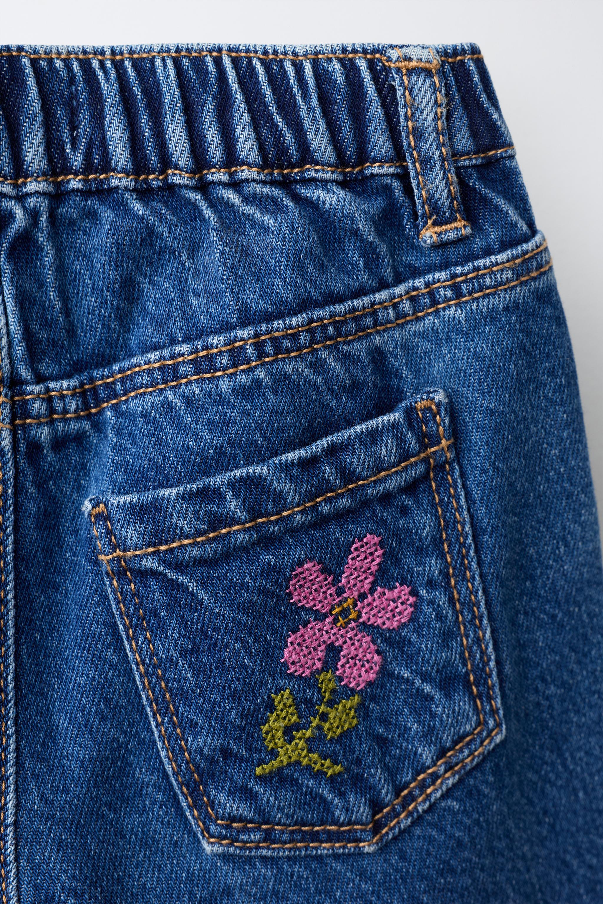 JEAN JUPE-CULOTTE BRODÉ FLEURS